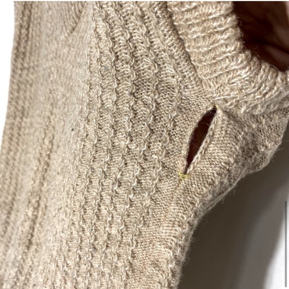 Vintage Handmade Tan Beige V Neck Knit Sweater Vest L - Picture 9 of 13